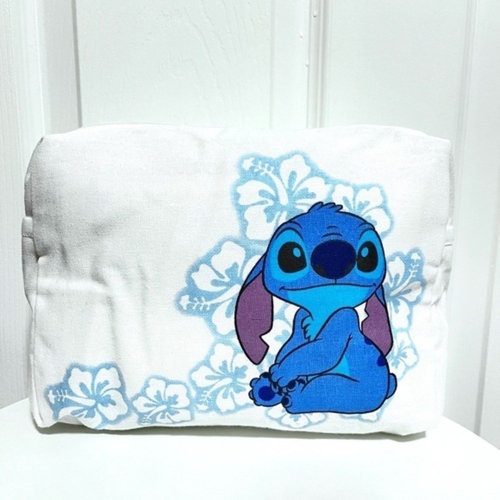Disney Stitch | White & Blue Fabric Makeup Bag | NWT